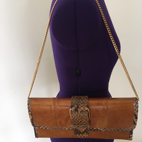 Carlos Falchi Leather and Python Exotic Clutch NWT - Picture 10 of 10